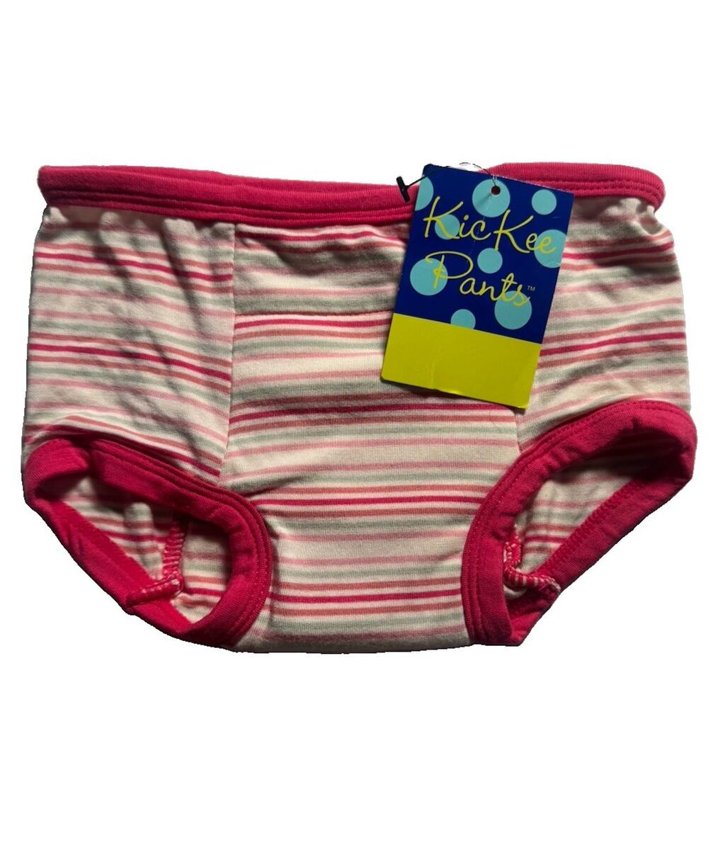 KicKee Pants Girls Training Pants Pink Gray Stripe 3T-4T NWT